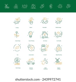 Sustainable Living Vector Icons Promoting Eco-Consciousness