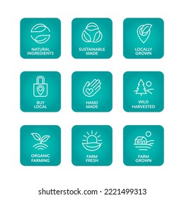 Sustainable made products vector logo badge icons set
