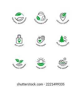 Sustainable made products vector logo badge icons set