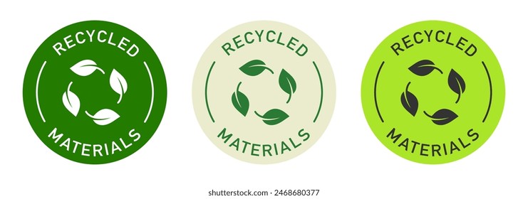 Sustainable materials vector design for packaging. Leaves icon. Recycling color sticker.