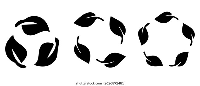 Sustainable materials vector design for packaging. 4 Leaves icon. Recycling color sticker.