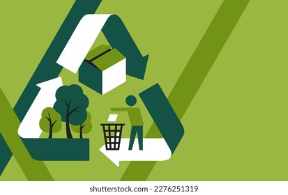 Sustainable Paper packaging banner for presentation - production and recycling - goals for forest management