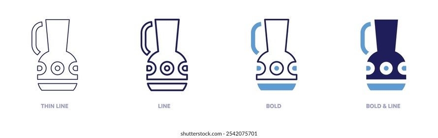 Sustainable pottery icon in 4 different styles. Thin Line, Line, Bold, and Bold Line. Duotone style. Editable stroke.