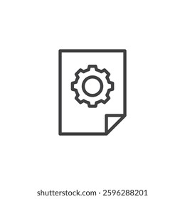 Sustainable Practices line icon. linear style sign for mobile concept and web design. Document with a gear inside outline vector icon. Symbol, logo illustration. Vector graphics