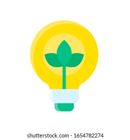 sustainable or recycle related light bulb with leafs vector in flat style