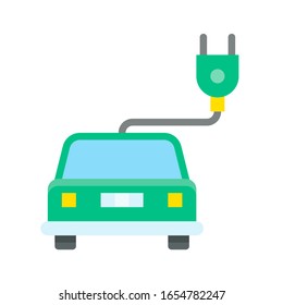 sustainable or recycle related switch with car or electric car vector in flat style