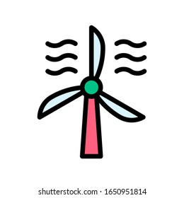 sustainable or recycle related windmill with wings vector with editable stroke