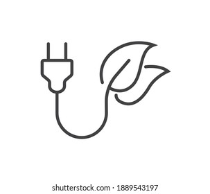 sustainable or recycled related switch on leaves vector with editable stroke