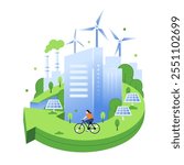 Sustainable Renewable Energy, Sustainability concept illustration