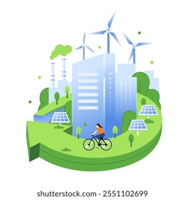 Energía renovable sostenible, ilustración de concepto de sostenibilidad