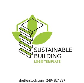 Sustainable residential Building logo template - houses designed to be environmentally buildings, utilize sustainably sourced and using eco-friendly technologies