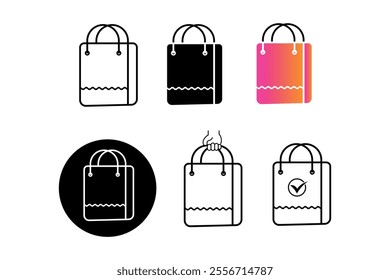 Sustainable Shopping Bags Market Icon Illustration for Eco-Conscious Consumers, shopping, bags, market, purchase, consumer, store, sale, product, retail, ecommerce, cart, silhouette, carry, eco, offer