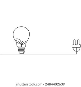 Sustainable  single line art, continuous one line drawing of  Isolated outline vector art
