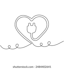 Sustainable  single line art, continuous one line drawing of  Isolated outline vector art
