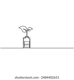 Sustainable  single line art, continuous one line drawing of  Isolated outline vector art
