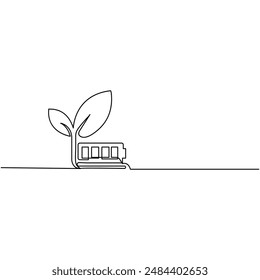 Sustainable  single line art, continuous one line drawing of  Isolated outline vector art
