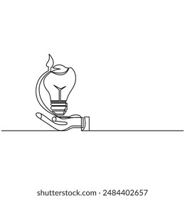 Sustainable  single line art, continuous one line drawing of  Isolated outline vector art
