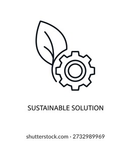 Conceito de solução sustentável com equipamento ecológico e ilustração de folhas em fundo branco representando tecnologia verde e inovação