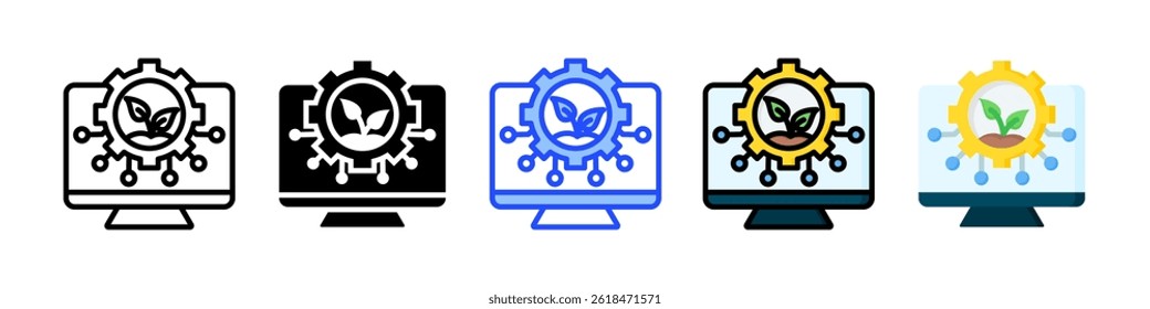 Colección de iconos de Tecnología sostenible con múltiples estilos