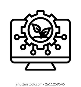 Sustainable Technology Line Vector Illustration On White Background.