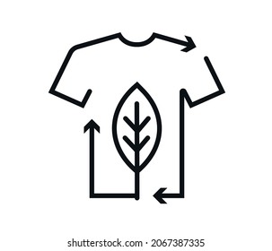sustainable textile and fashion concept.  Slow Fashion. Vector Logo, eco friendly production.Recycling of clothes. Conscious fashion. Ethical and eco Sustainable Materials.

