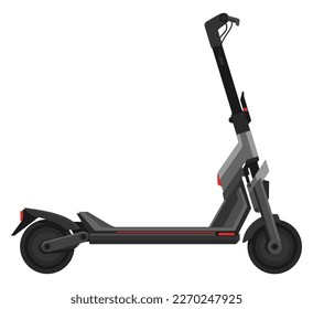Sustainable transport - Electric Kick Scooter in side view. Isolated flat vector illustration