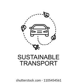 sustainable transport outline icon. Element of enviroment protection icon with name for mobile concept and web apps. Thin line sustainable transport icon can be used for web on white background