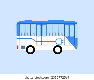Sustainable transport vector illustration. Electric transport city bus Transjakarta flat vector. Eco-friendly public transport. Electric Transjakarta Illustration.