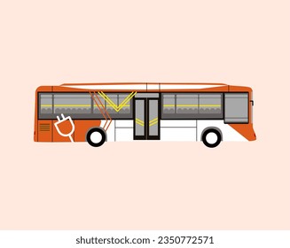 Sustainable transport vector illustration. Electric transport city bus Transjakarta flat vector. Eco-friendly public transport. Electric Transjakarta Illustration.