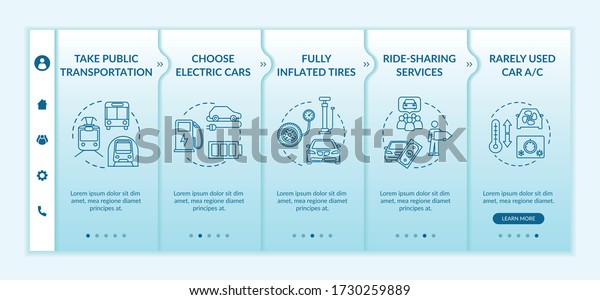 Sustainable travel onboarding vector template.\
Fuel saving, cost effective and eco friendly transportation.\
Responsive mobile website with icons. Webpage walkthrough step\
screens. RGB color\
concept