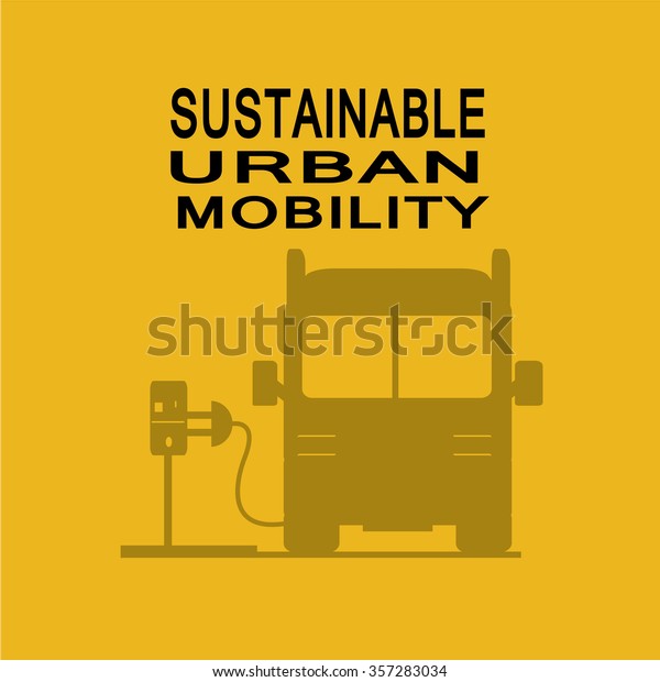 sustainable urban mobility illustration over\
yellow background