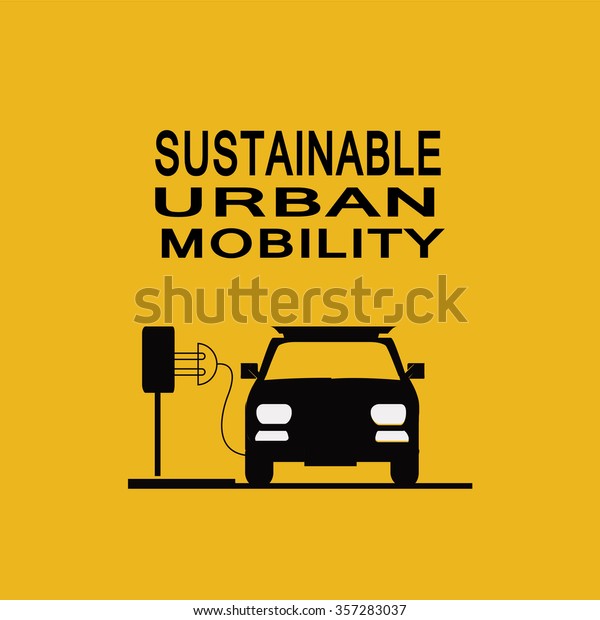 sustainable urban mobility illustration over
yellow background