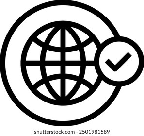 Sustainable vector icon with planet and check symbol