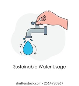 Sustainable Water Usage Icons for Efficient Resource Management and Conservation.