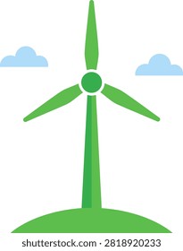Sustainable wind turbine with clouds icon renewable sustainable environment electricity windmill alternative technology conservation environmental landscape production electric industry