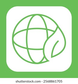 sustainable world and leaf icon, renewable icon design.