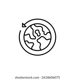 Sustainable world rotation with circular arrow, global preservation concept