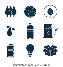 SustaInergy And Recycle Icon Set Vector Design.