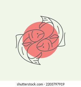 Susyi salmon fish icon logo vector symbol illustration design, line art fish logo