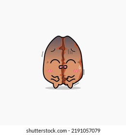 Sute coffee bean illustration feeling stomach ache
