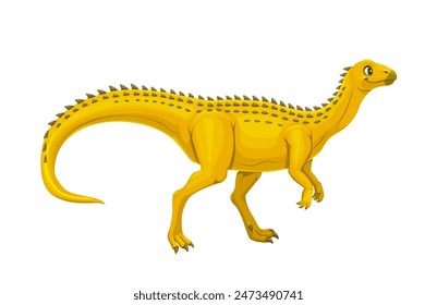 Sutellosaurus prehistoric dinosaur. Isolated cartoon vector dino character side view, with bright yellow body, long tail, sturdy legs and back armor. Mesozoic reptile for paleontological education