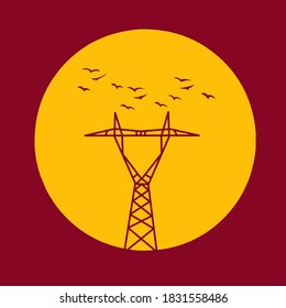 Sutet tower electric tower sunset atmosphere illustration