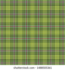 Sutherland tartan plaid. Scottish pattern in green, black, yellow and red cage. Scottish cage. Traditional Scottish checkered background. Seamless fabric texture. Vector illustration
