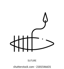 icono de sutura. Signo de estilo lineal aislado en fondo blanco. Ilustración del vector