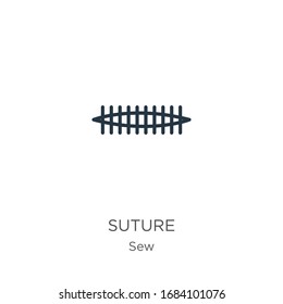 Suture icon. Thin linear suture outline icon isolated on white background from sew collection. Line vector sign, symbol for web and mobile