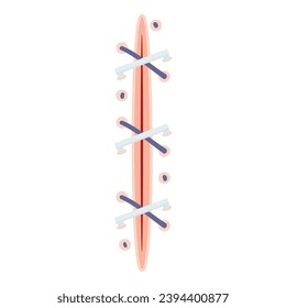 Suture el vector de la caricatura del icono de la herida. Incisión médica. Herramienta médica de piel de corte