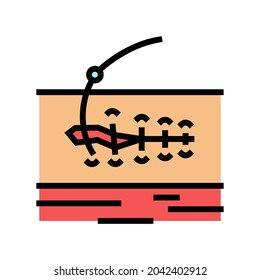 suturing wound color icon vector. suturing wound sign. isolated symbol illustration