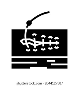 suturing wound glyph icon vector. suturing wound sign. isolated contour symbol black illustration