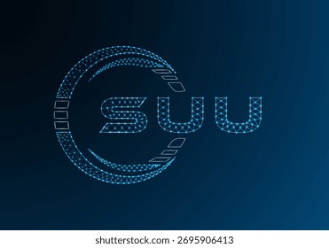 SUU low poly letter logo vector design. SUU lower poly logo design. Low poly logo.