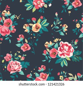 suummer holiday seamless tropical vintage  flowers pattern background